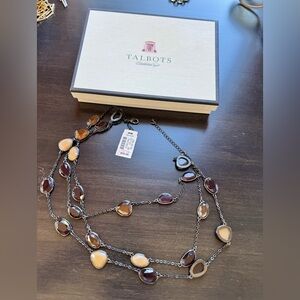 Talbots Brown and Cream Stone Necklace